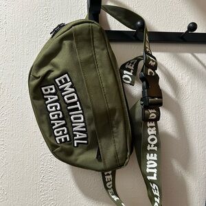 EUC Assholes Live Forever Emotional Baggage Belt Bag Olive Green